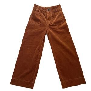 Anthropologie Maeve Colette Corduroy crop wide leg Pants BRONZE CARAMEL 24